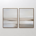 Whispers in Sand & Silence – Set of 2 Canvas Prints set of 2 – beige and white abstract canvas wall art by Aspire Prints