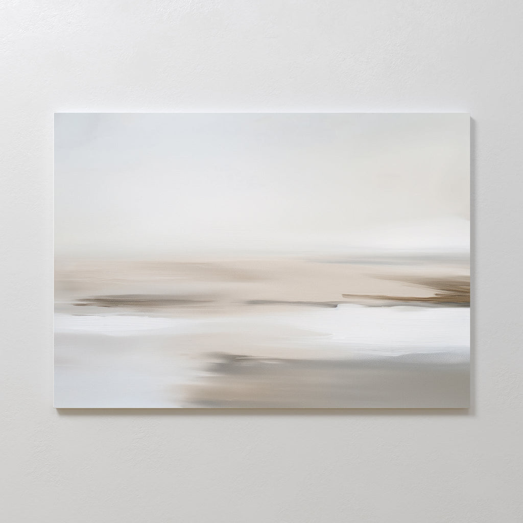 Whispered Sands Horizontal Canvas Print – beige and white abstract canvas wall art print by Aspire Prints