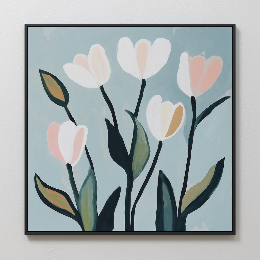 Whispers in Bloom – neutral-toned botanical canvas wall art print by Aspire Prints