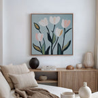 Whispers in Bloom – neutral-toned botanical canvas wall art print by Aspire Prints