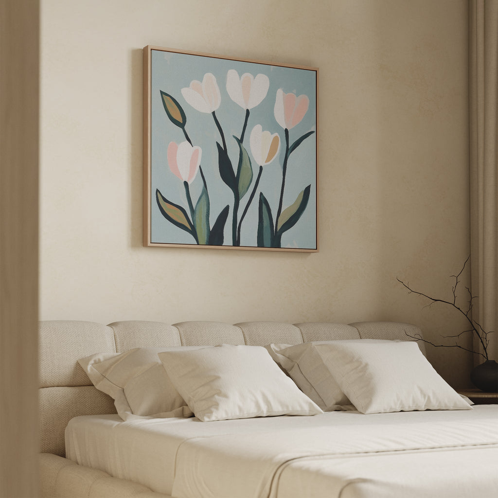 Whispers in Bloom – neutral-toned botanical canvas wall art print by Aspire Prints