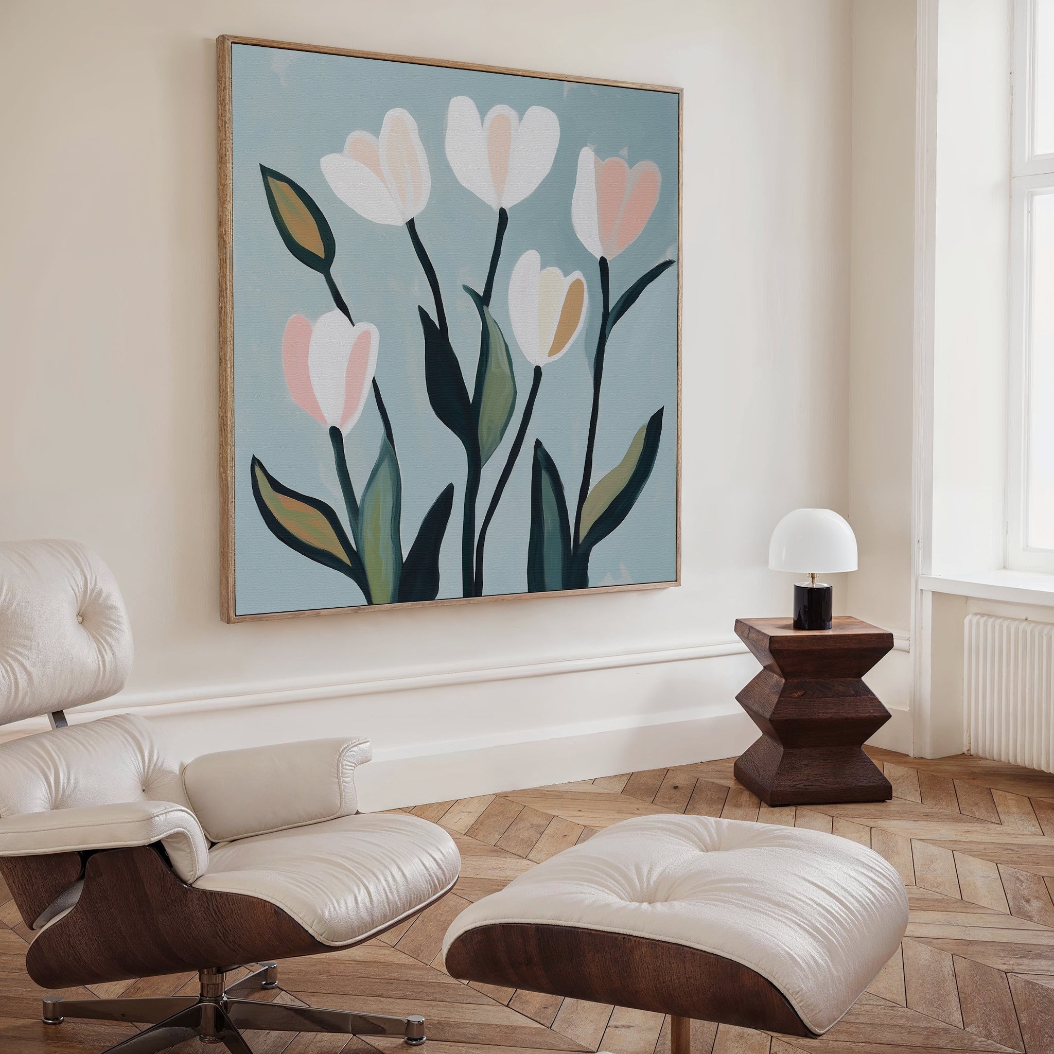Whispers in Bloom – neutral-toned botanical canvas wall art print by Aspire Prints