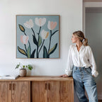 Whispers in Bloom – neutral-toned botanical canvas wall art print by Aspire Prints