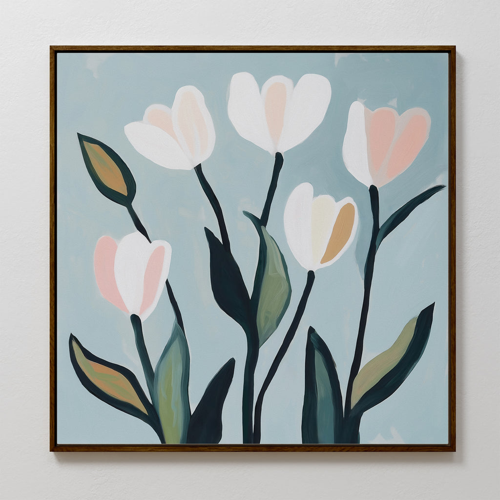 Whispers in Bloom – neutral-toned botanical canvas wall art print by Aspire Prints