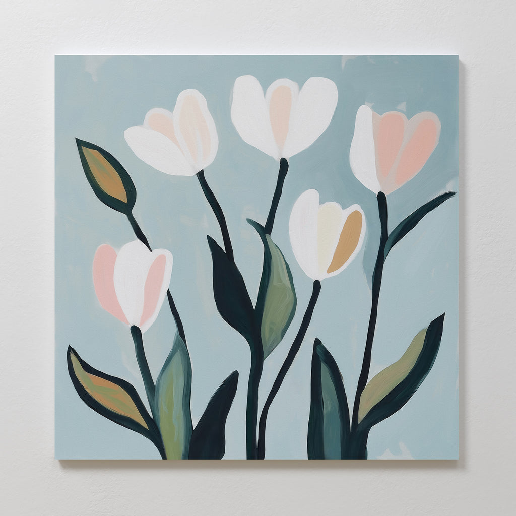 Whispers in Bloom – neutral-toned botanical canvas wall art print by Aspire Prints