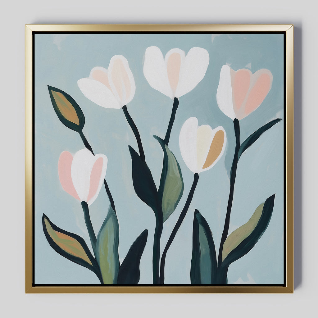 Whispers in Bloom – neutral-toned botanical canvas wall art print by Aspire Prints