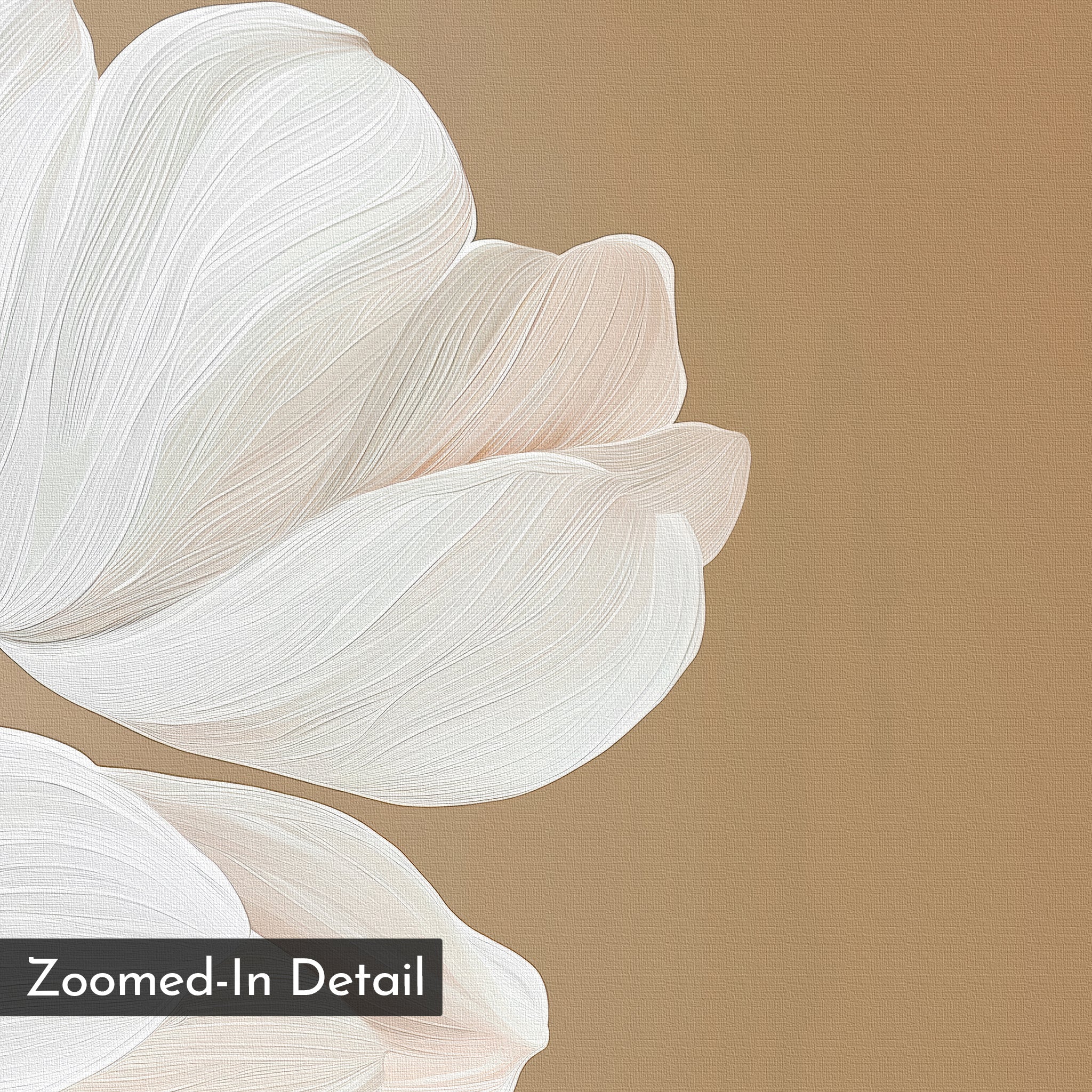 Whispers in Bloom – beige and white botanical canvas wall art print by Aspire Prints