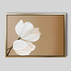 Whispers in Bloom – beige and white botanical canvas wall art print by Aspire Prints