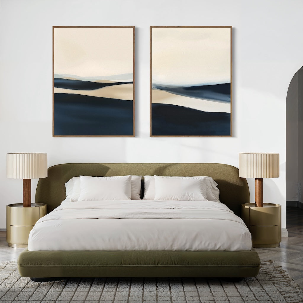 Whispers of the Tideline – Set of 2 Canvas Prints set of 2 – blue landscape canvas wall art by Aspire Prints