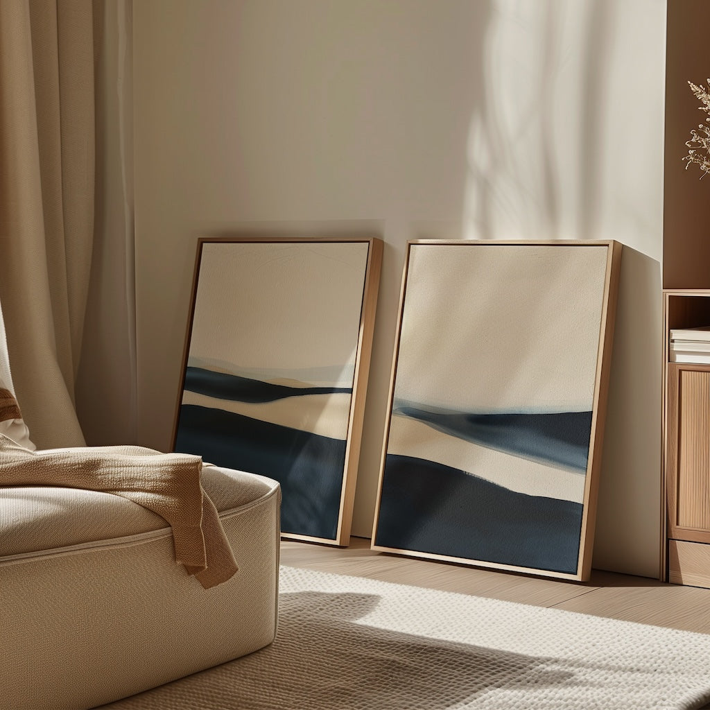 Whispers of the Tideline – Set of 2 Canvas Prints set of 2 – blue landscape canvas wall art by Aspire Prints