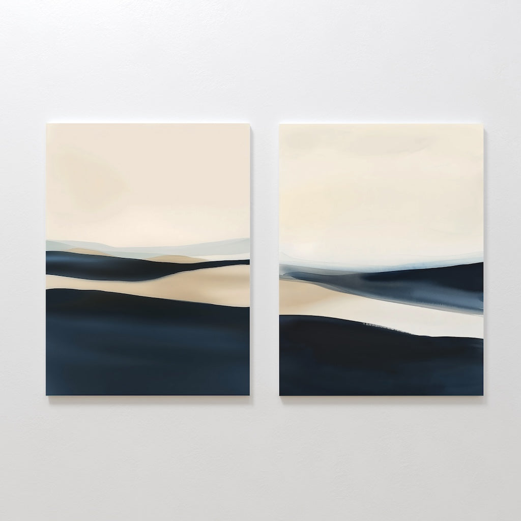 Whispers of the Tideline – Set of 2 Canvas Prints set of 2 – blue landscape canvas wall art by Aspire Prints