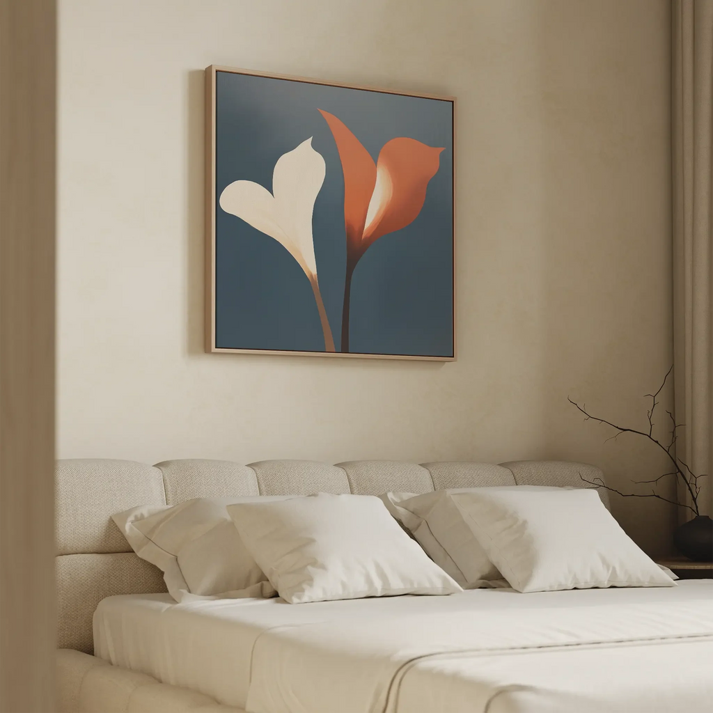 Whispers in Bloom – blue botanical canvas wall art print by Aspire Prints