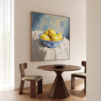 Citrus & Cobalt Reverie – golden yellow vintage canvas wall art print by Aspire Prints