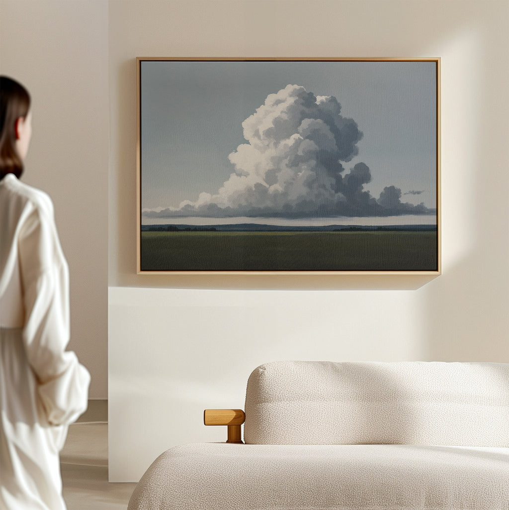 Where Clouds Climb Canvas Print – neutral-toned cloud canvas wall art print by Aspire Prints