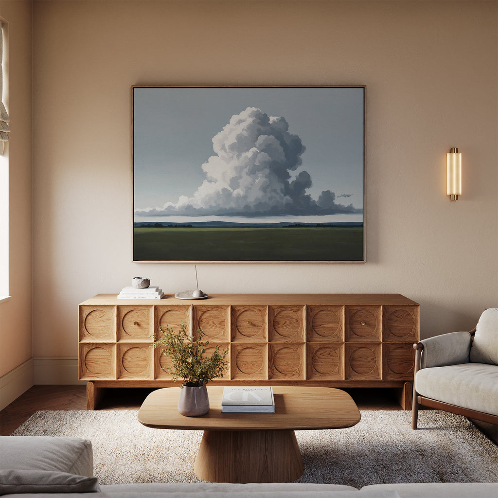 Where Clouds Climb Canvas Print – neutral-toned cloud canvas wall art print by Aspire Prints