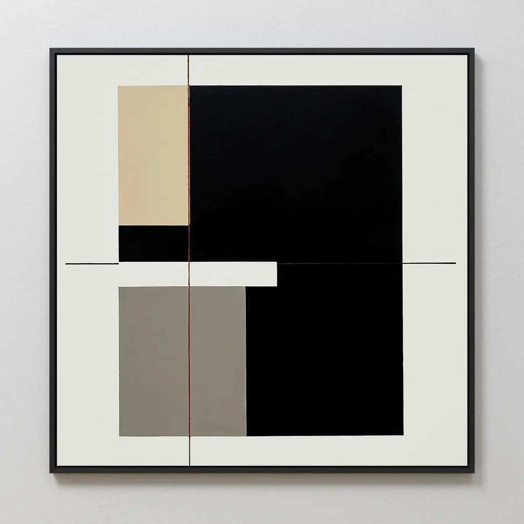 Whispered Symmetry in Taupe – black and white abstract canvas wall art print by Aspire Prints