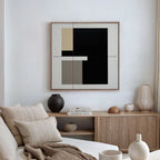 Whispered Symmetry in Taupe – black and white abstract canvas wall art print by Aspire Prints