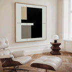 Whispered Symmetry in Taupe – black and white abstract canvas wall art print by Aspire Prints