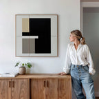 Whispered Symmetry in Taupe – black and white abstract canvas wall art print by Aspire Prints