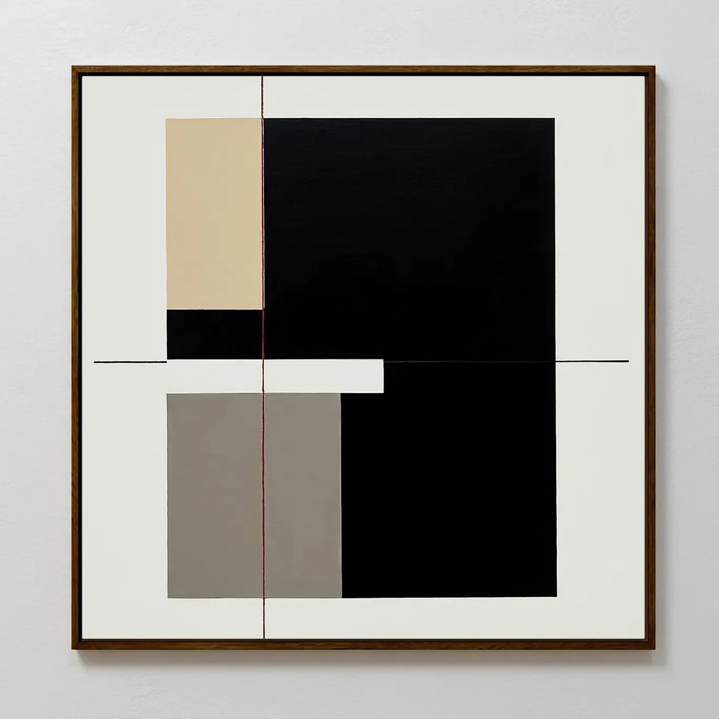 Whispered Symmetry in Taupe – black and white abstract canvas wall art print by Aspire Prints