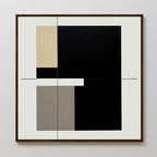 Whispered Symmetry in Taupe – black and white abstract canvas wall art print by Aspire Prints