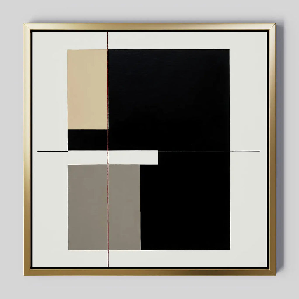 Whispered Symmetry in Taupe – black and white abstract canvas wall art print by Aspire Prints