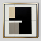 Whispered Symmetry in Taupe – black and white abstract canvas wall art print by Aspire Prints