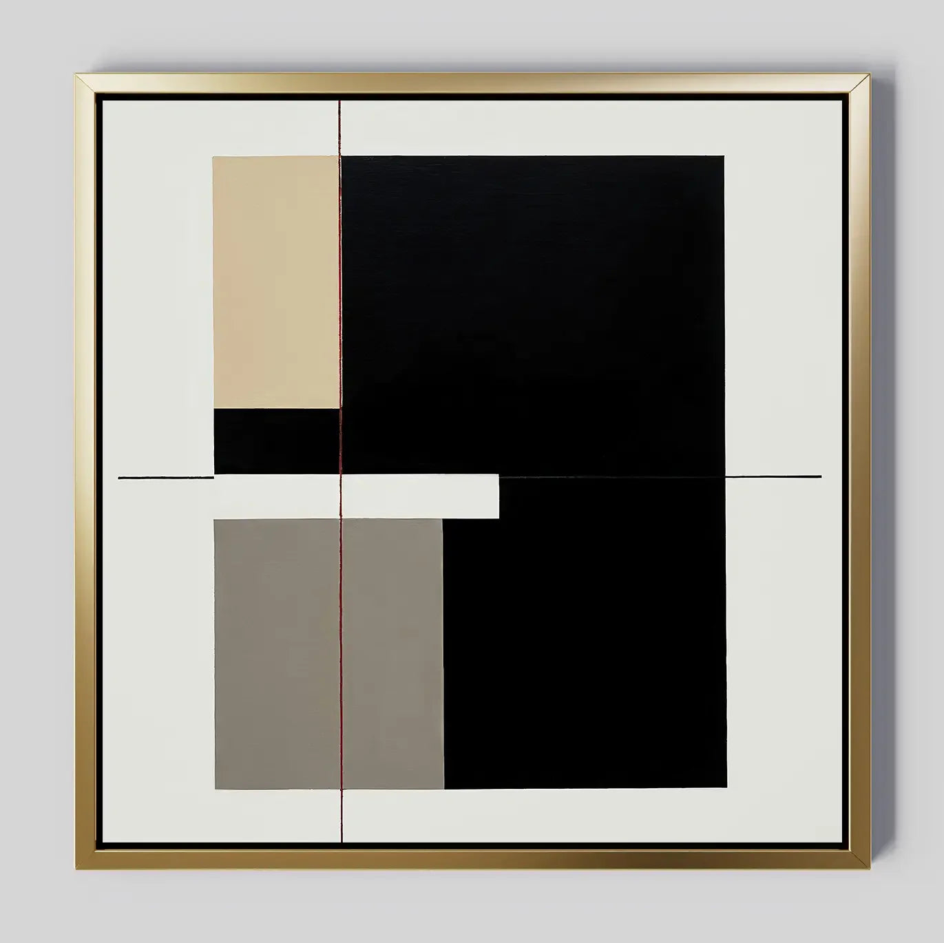 Whispered Symmetry in Taupe – black and white abstract canvas wall art print by Aspire Prints