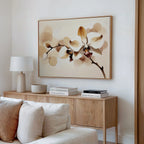 Whispers of Orchid Light – beige and white botanical canvas wall art print by Aspire Prints