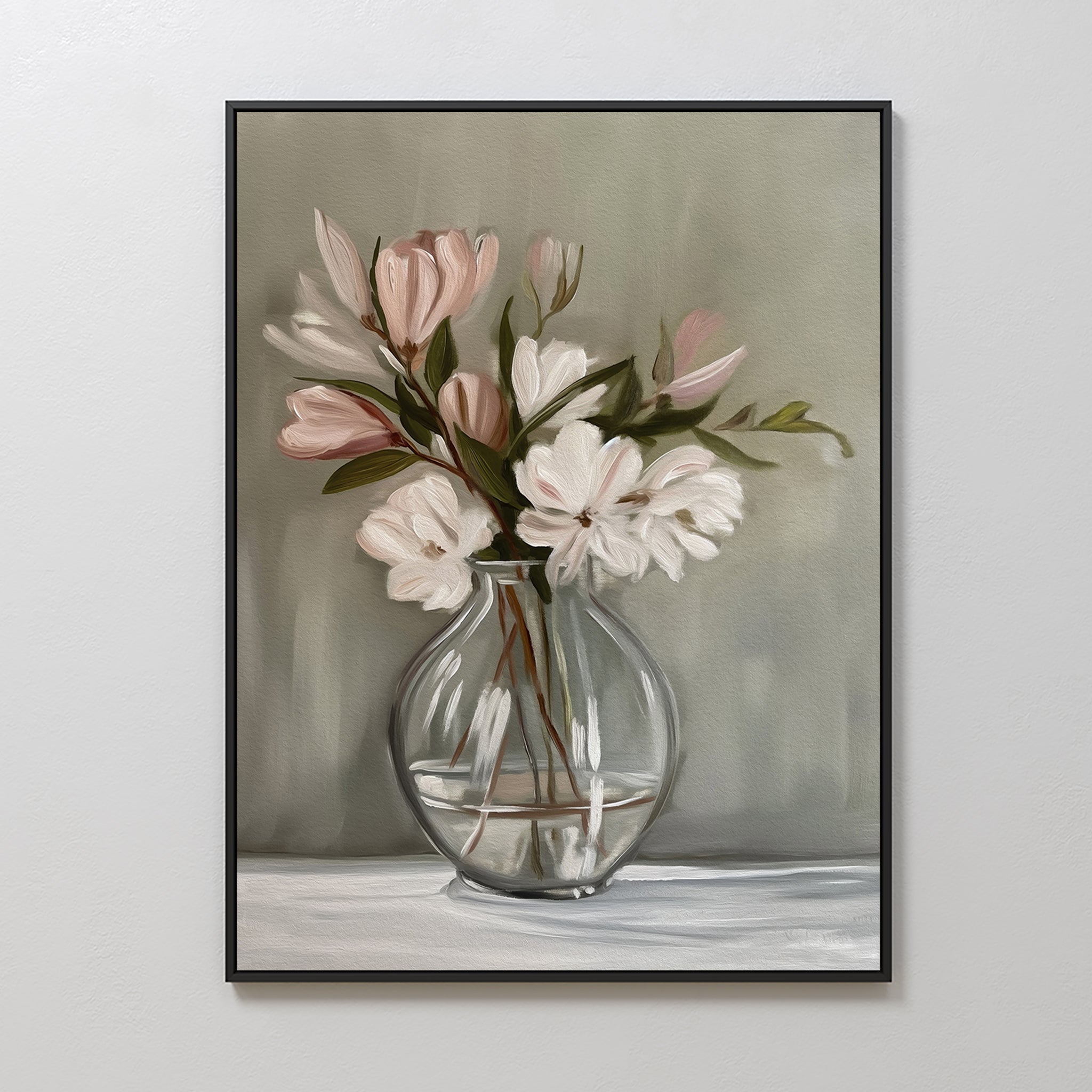 Whispers in Bloom – neutral-toned botanical canvas wall art print by Aspire Prints