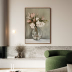 Whispers in Bloom – neutral-toned botanical canvas wall art print by Aspire Prints