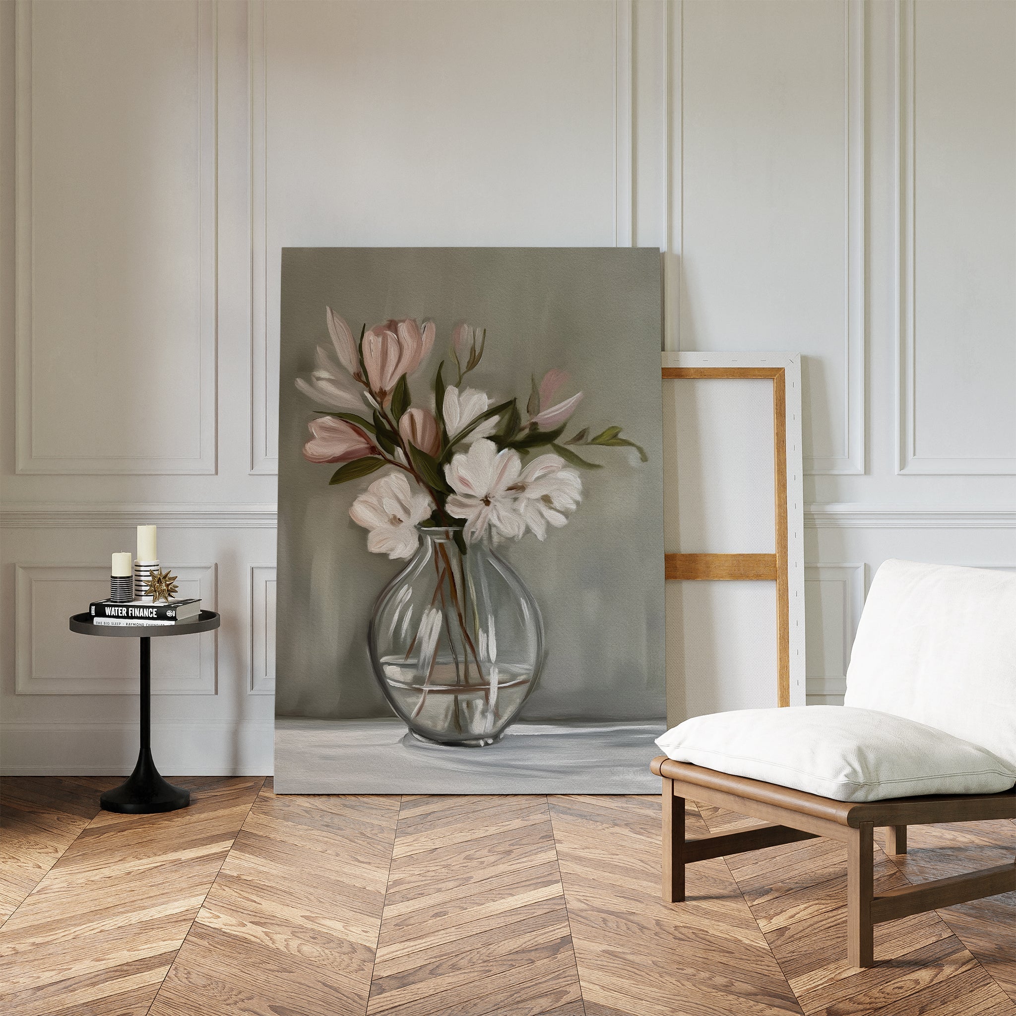 Whispers in Bloom – neutral-toned botanical canvas wall art print by Aspire Prints