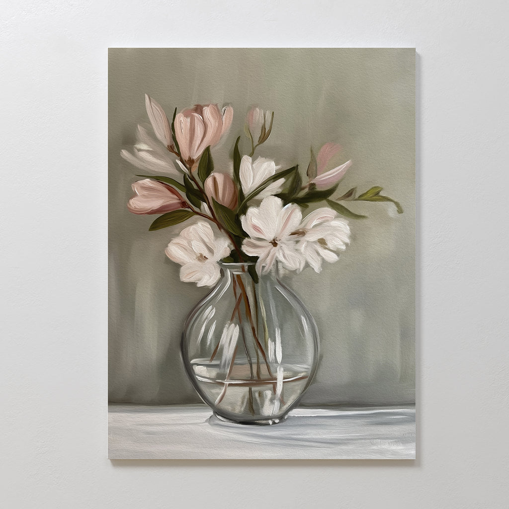Whispers in Bloom – neutral-toned botanical canvas wall art print by Aspire Prints