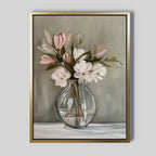 Whispers in Bloom – neutral-toned botanical canvas wall art print by Aspire Prints