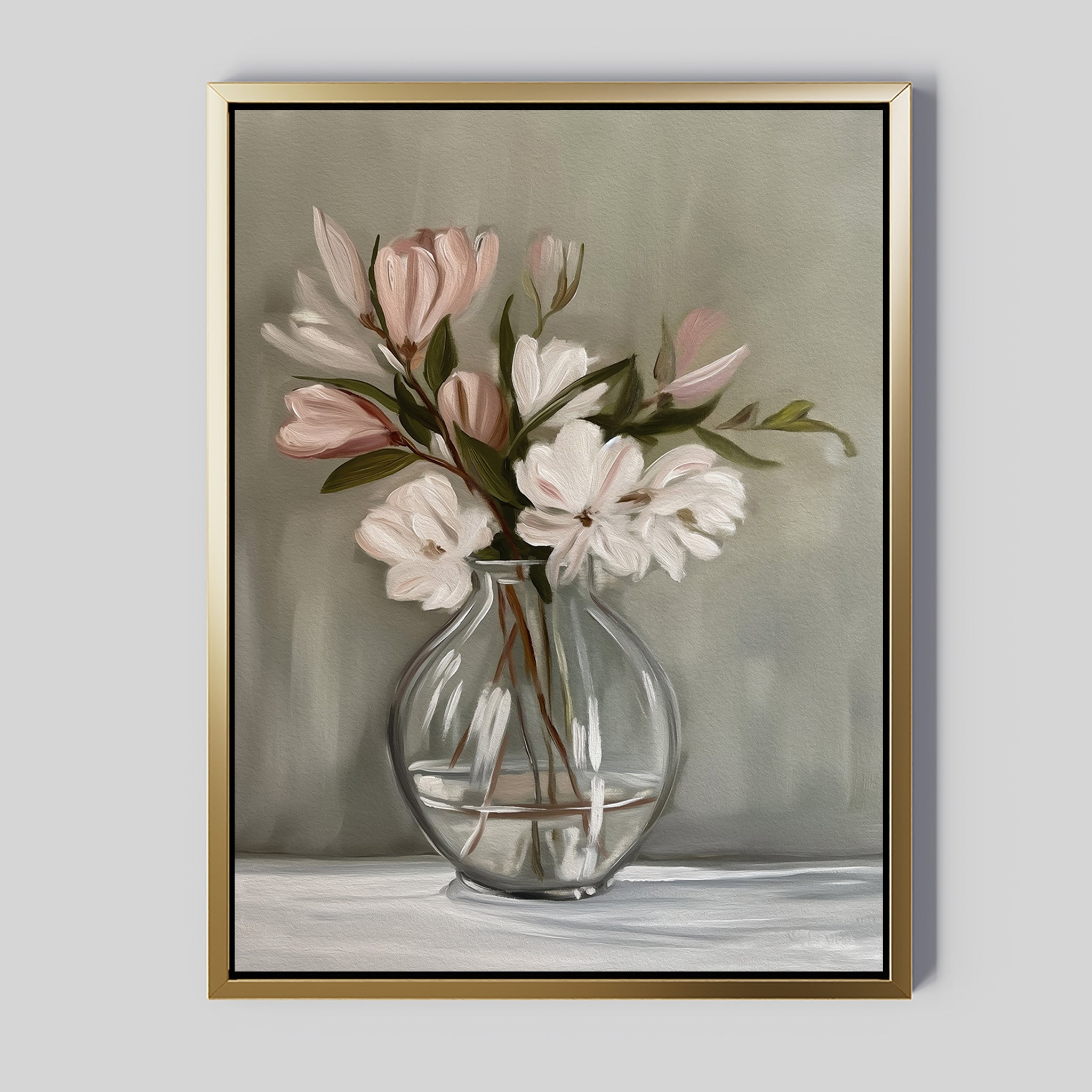 Whispers in Bloom – neutral-toned botanical canvas wall art print by Aspire Prints