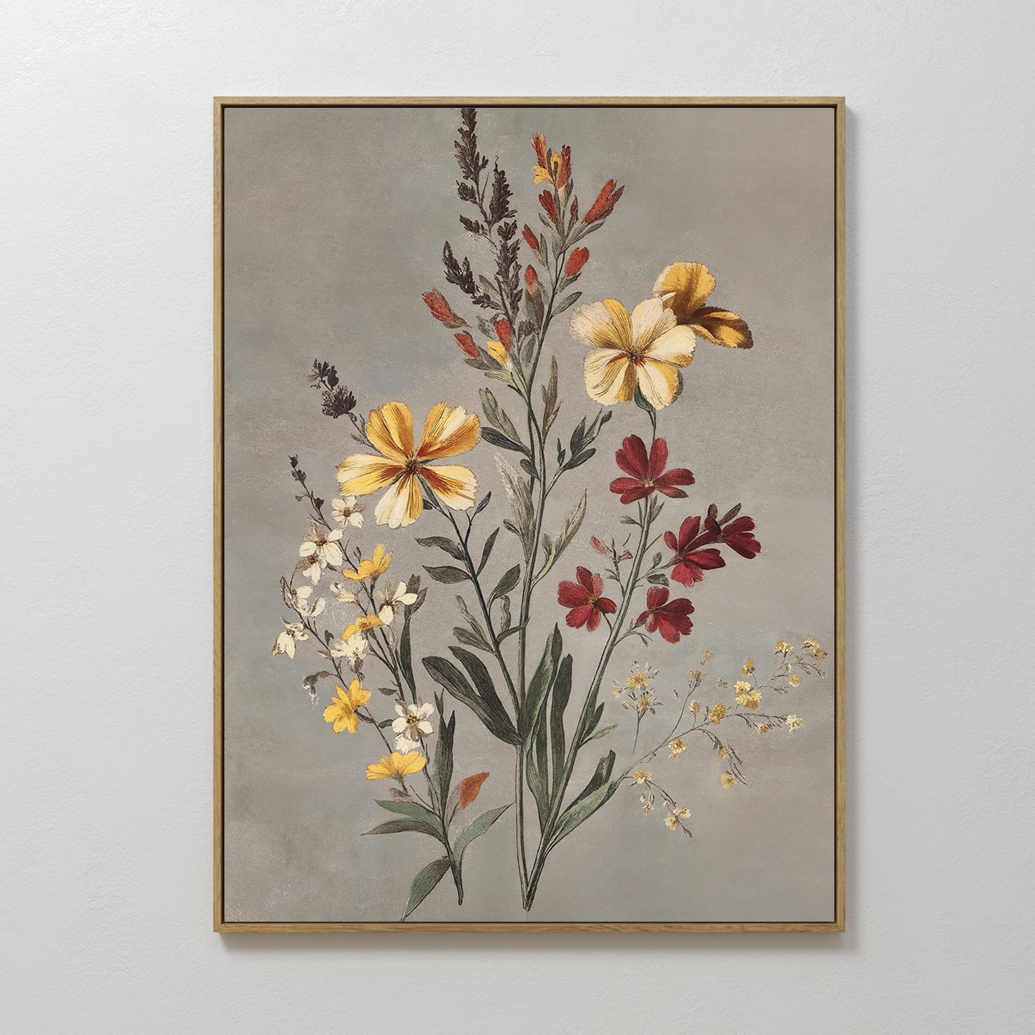 Whispers in Bloom – golden yellow botanical canvas wall art print by Aspire Prints