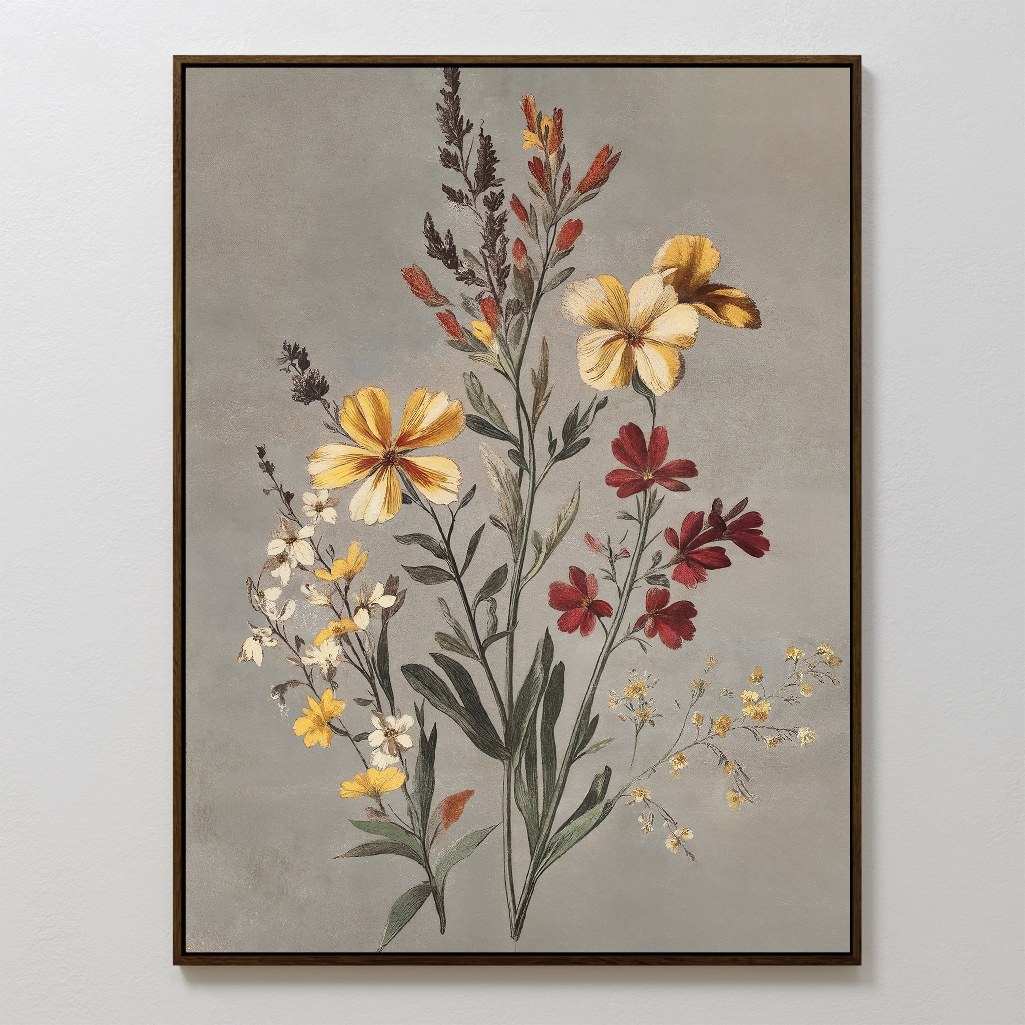Whispers in Bloom – golden yellow botanical canvas wall art print by Aspire Prints