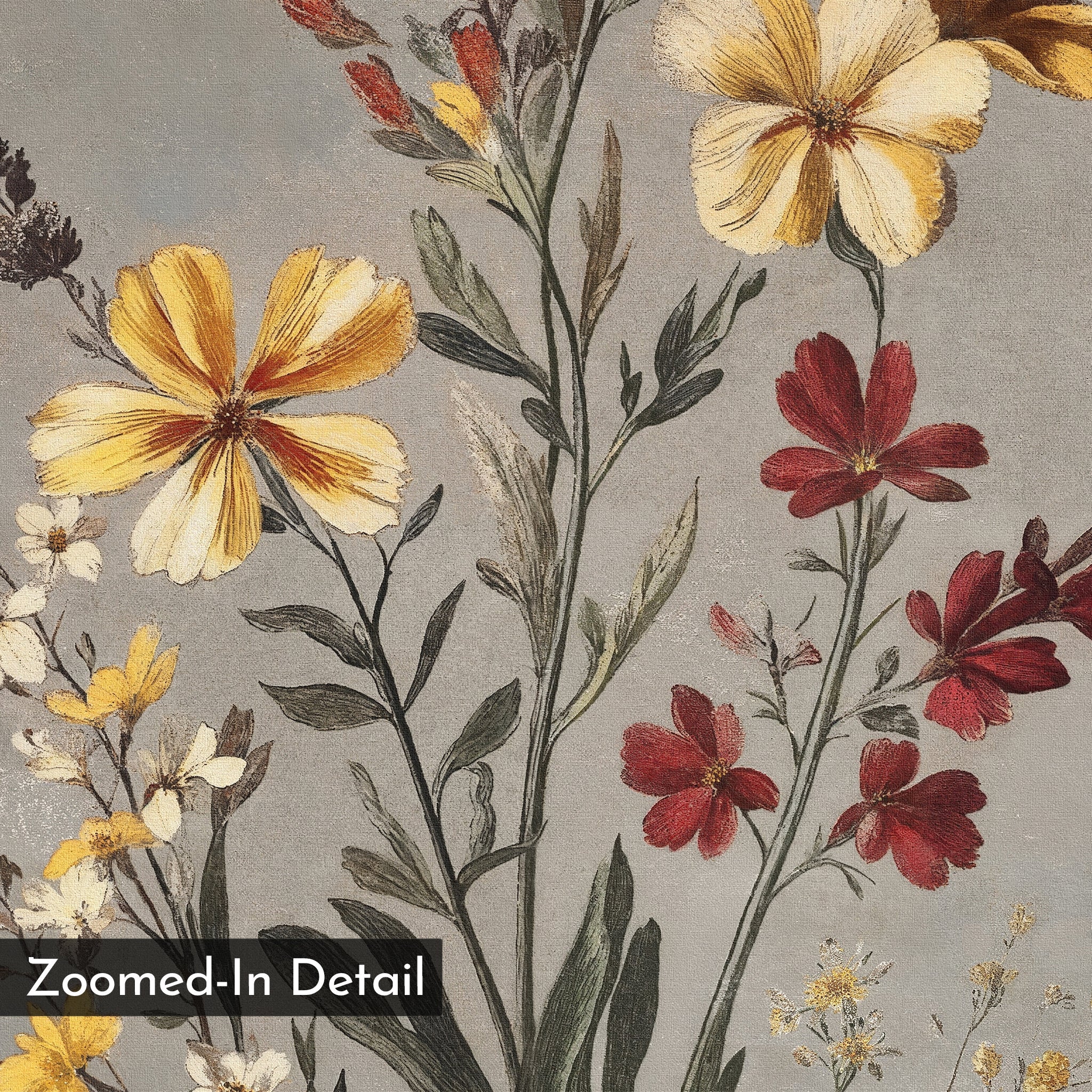 Whispers in Bloom – golden yellow botanical canvas wall art print by Aspire Prints