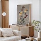 Whispers in Bloom – golden yellow botanical canvas wall art print by Aspire Prints