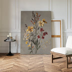 Whispers in Bloom – golden yellow botanical canvas wall art print by Aspire Prints