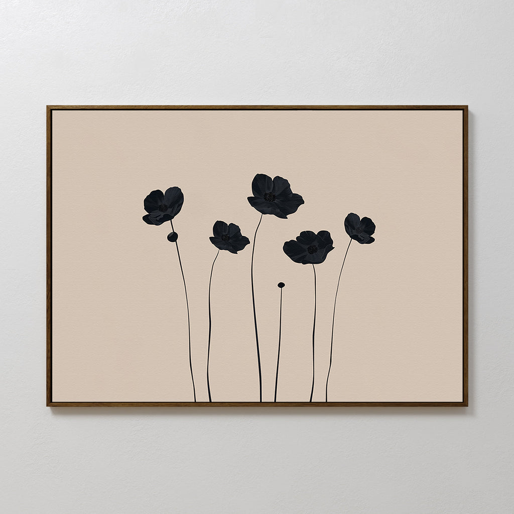 Whispers in Bloom – beige and white botanical canvas wall art print by Aspire Prints