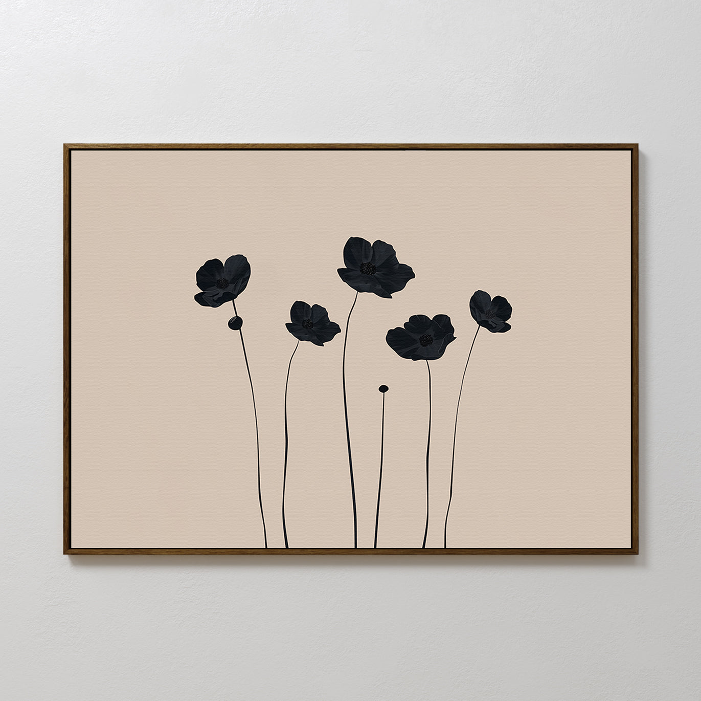 Whispers in Bloom – beige and white botanical canvas wall art print by Aspire Prints