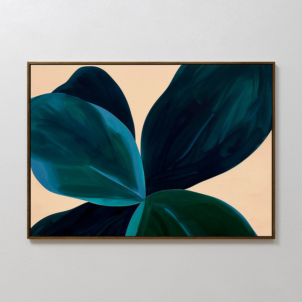 Midnight Tide – blue botanical canvas wall art print by Aspire Prints