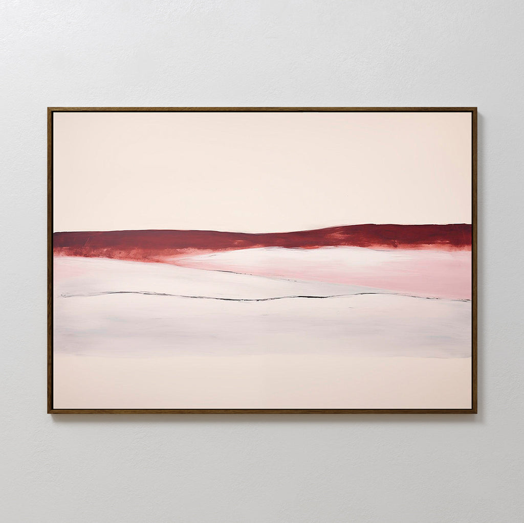 Crimson Horizon Reverie – beige and white landscape canvas wall art print by Aspire Prints