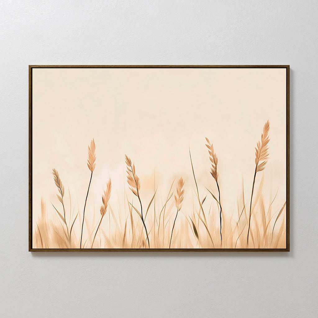 Whispering Reeds – beige and white botanical canvas wall art print by Aspire Prints