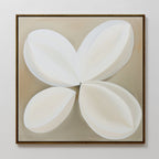 Whispering Petals at Dawn – beige and white botanical canvas wall art print by Aspire Prints