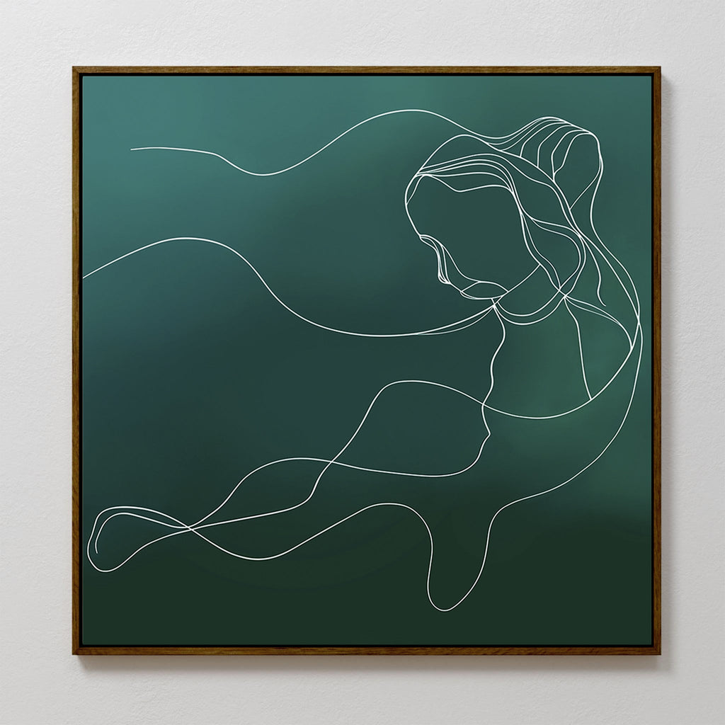 Whisper in Teal – blue abstract canvas wall art print by Aspire Prints