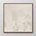 Whispering Petals in Bloom – beige and white botanical canvas wall art print by Aspire Prints