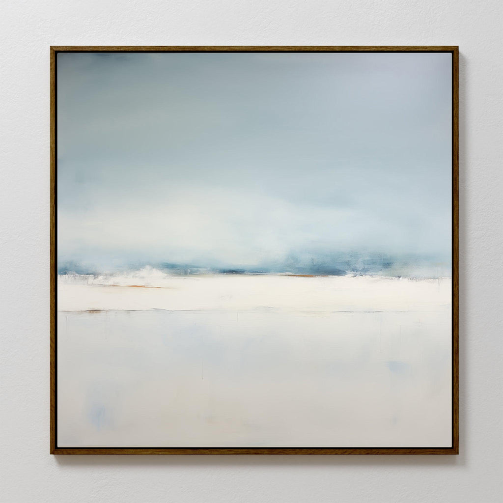 Whisper of the Veiled Shore – blue coastal canvas wall art print by Aspire Prints