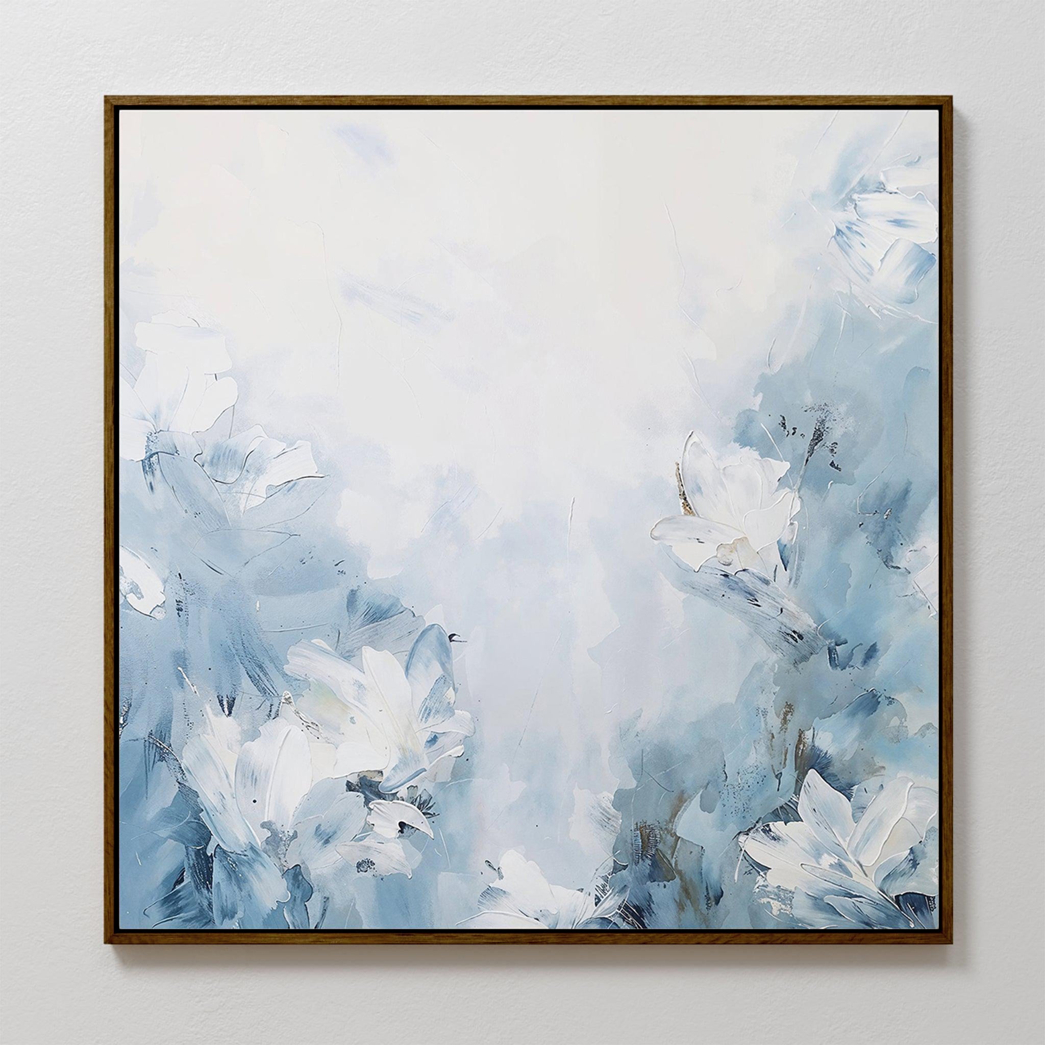 Whispers of Spring – blue botanical canvas wall art print by Aspire Prints